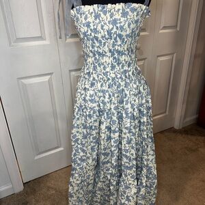 Floral Blue and White Summer Dress